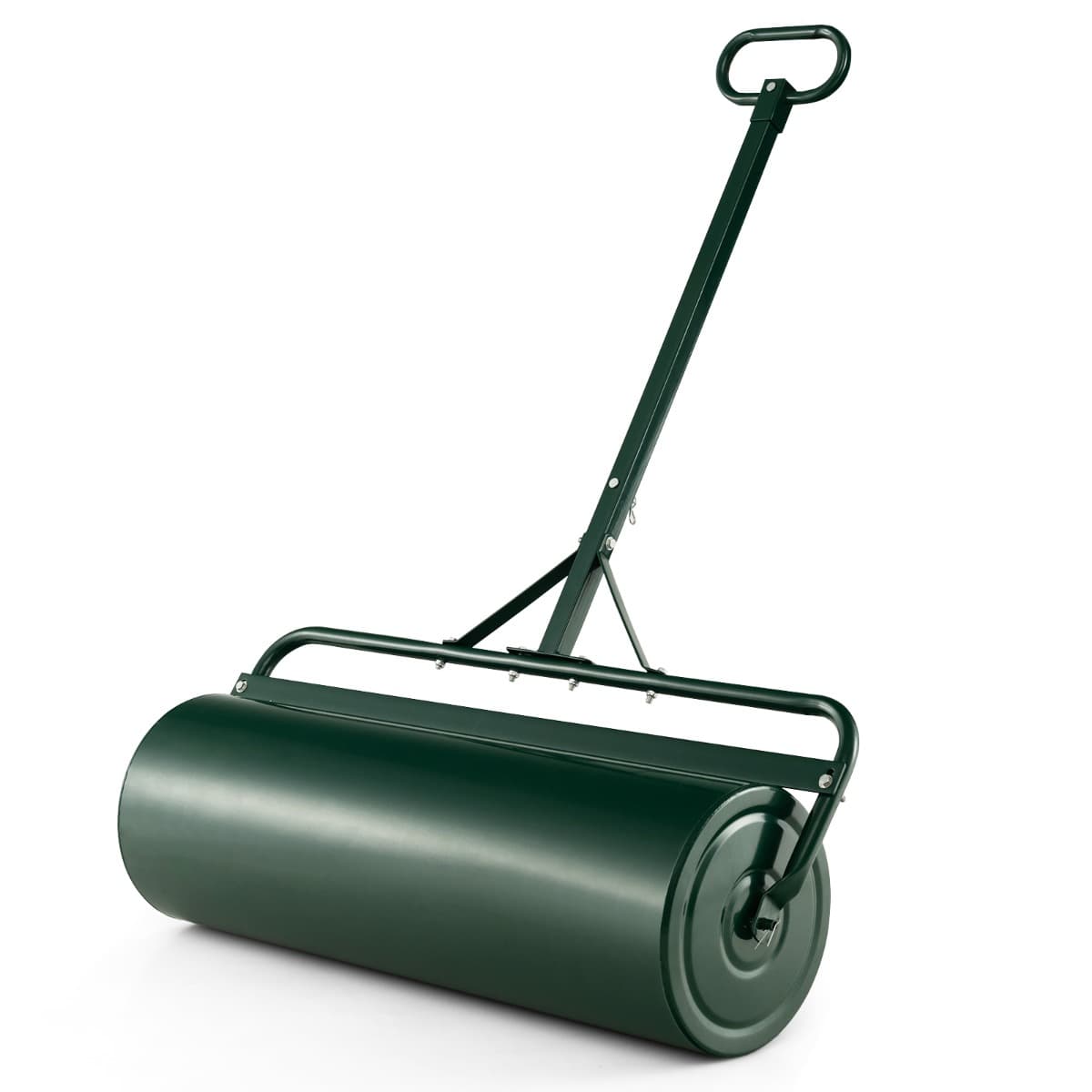 Costway63L Rouleau à Gazon de Jardin en Métal avec Largeur de 90 cm & Poignée de Préhension Détachable Rouleau de Pelouse Rempli d'Eau/Sable Vert