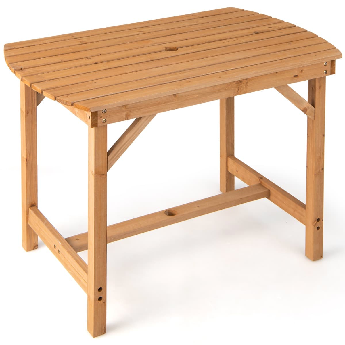 CostwayTable de Salle à Manger Extérieure en Bois de Sapin pour 4-6 Personnes pour Pelouse Jardin Intérieur Charge 180KG Naturel