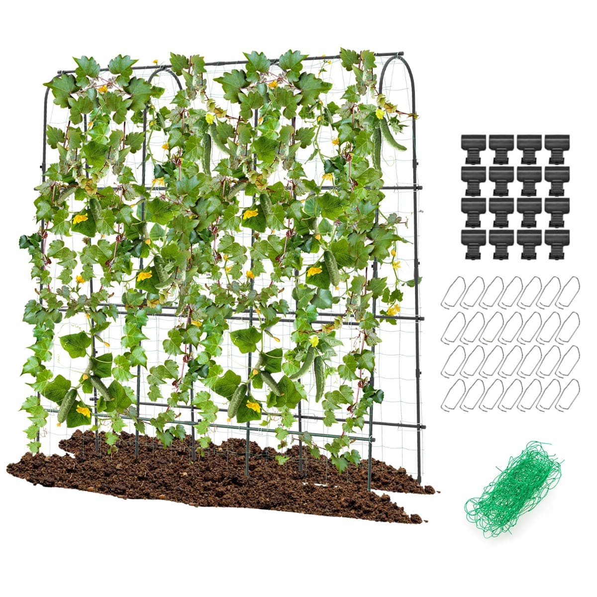 CostwayTreillis Arqué de Jardin pour Plantes Grimpantes 179 x 180 cm Treillis en ‘U’ pour Jardin Surélevé avec Poteaux Métalliques