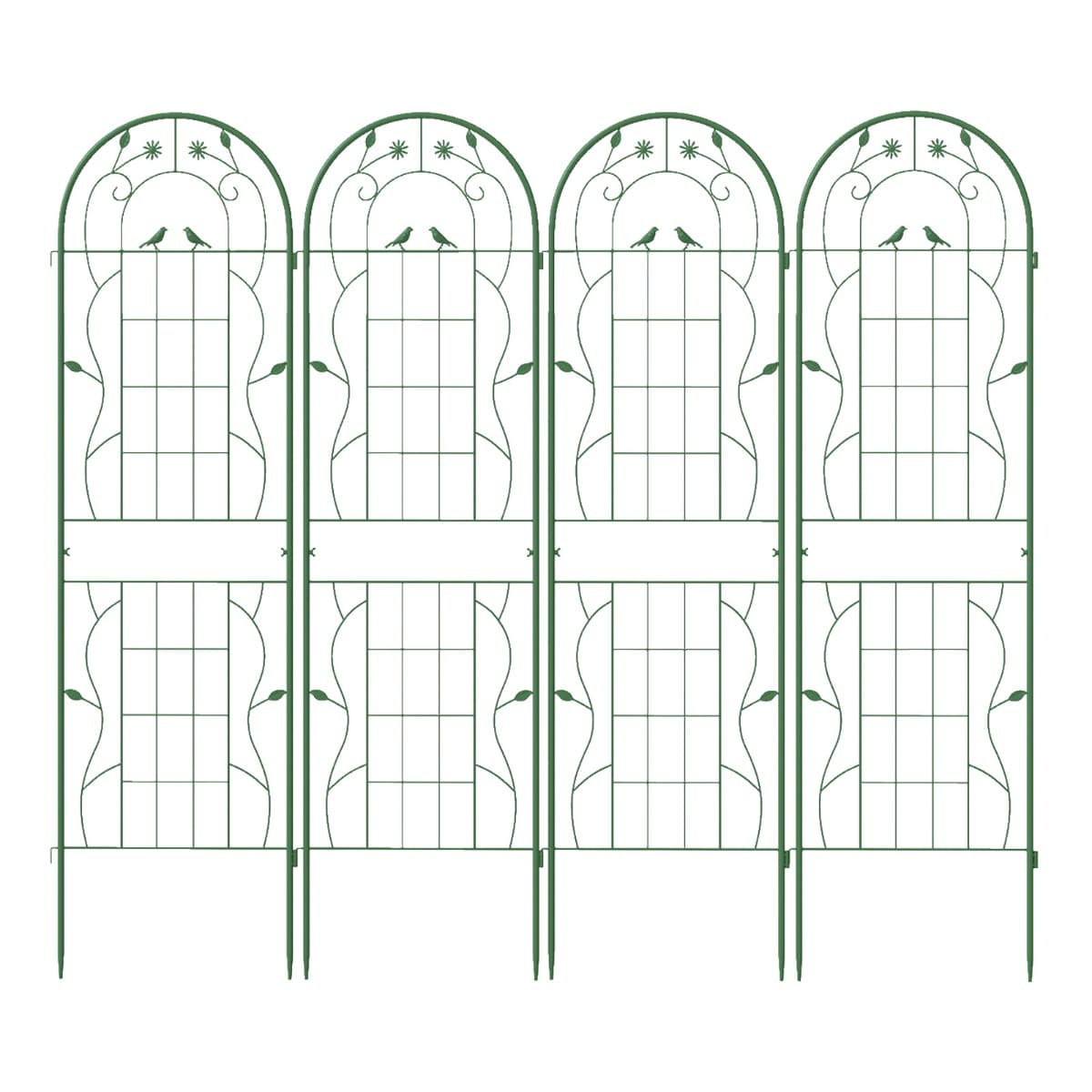 CostwayLot de 4 Treillis de Jardin en Métal 180 x 50 cm Clôture Décorative pour Plante Grimpante Grille Fleurs Antirouille pour Jardin Cour Patio Vert
