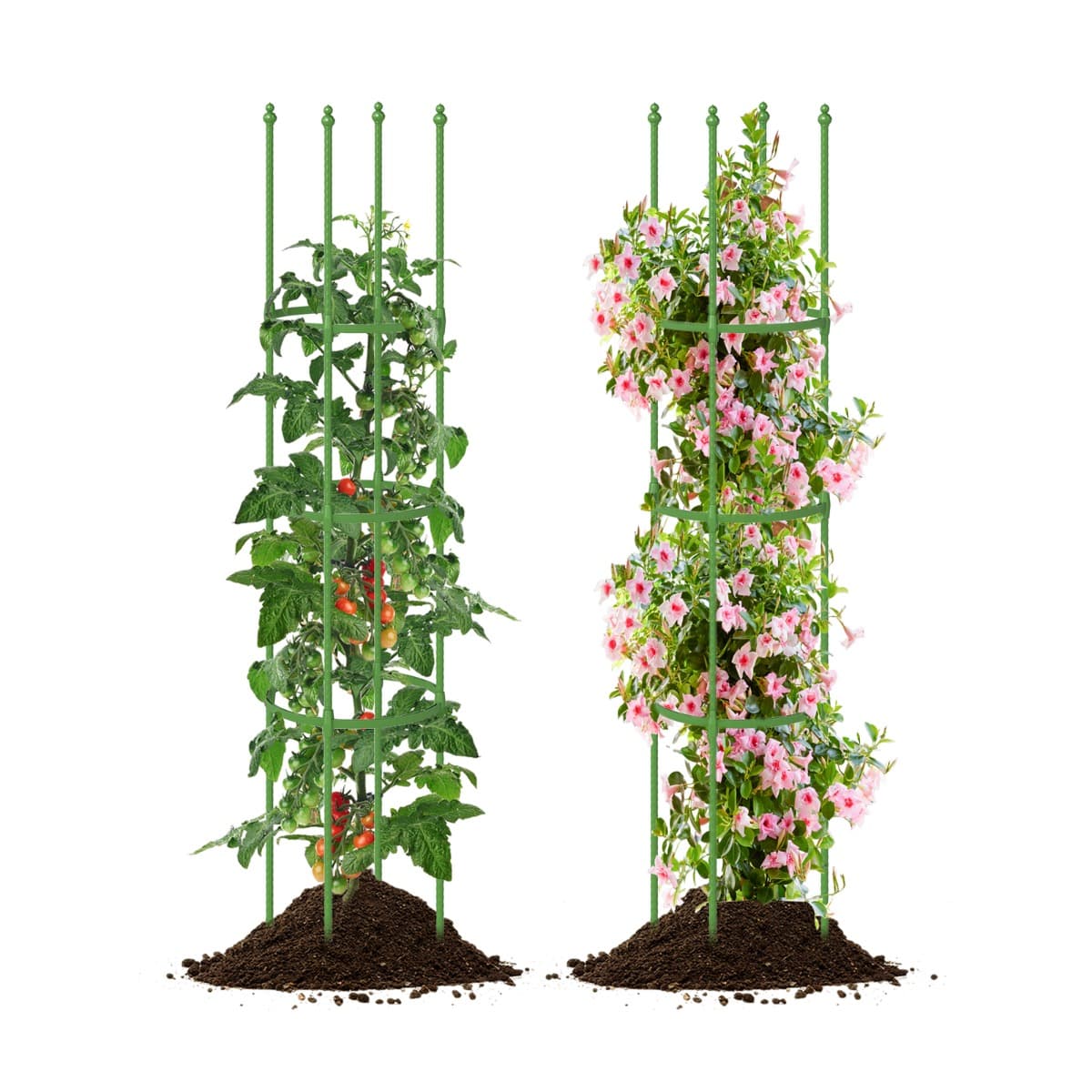 CostwayLot de 2 Treillis Obélisque de Jardin pour Plantes Support pour Plantes Grimpantes en Métal Revêtu de PE 145 cm de Haut Vert