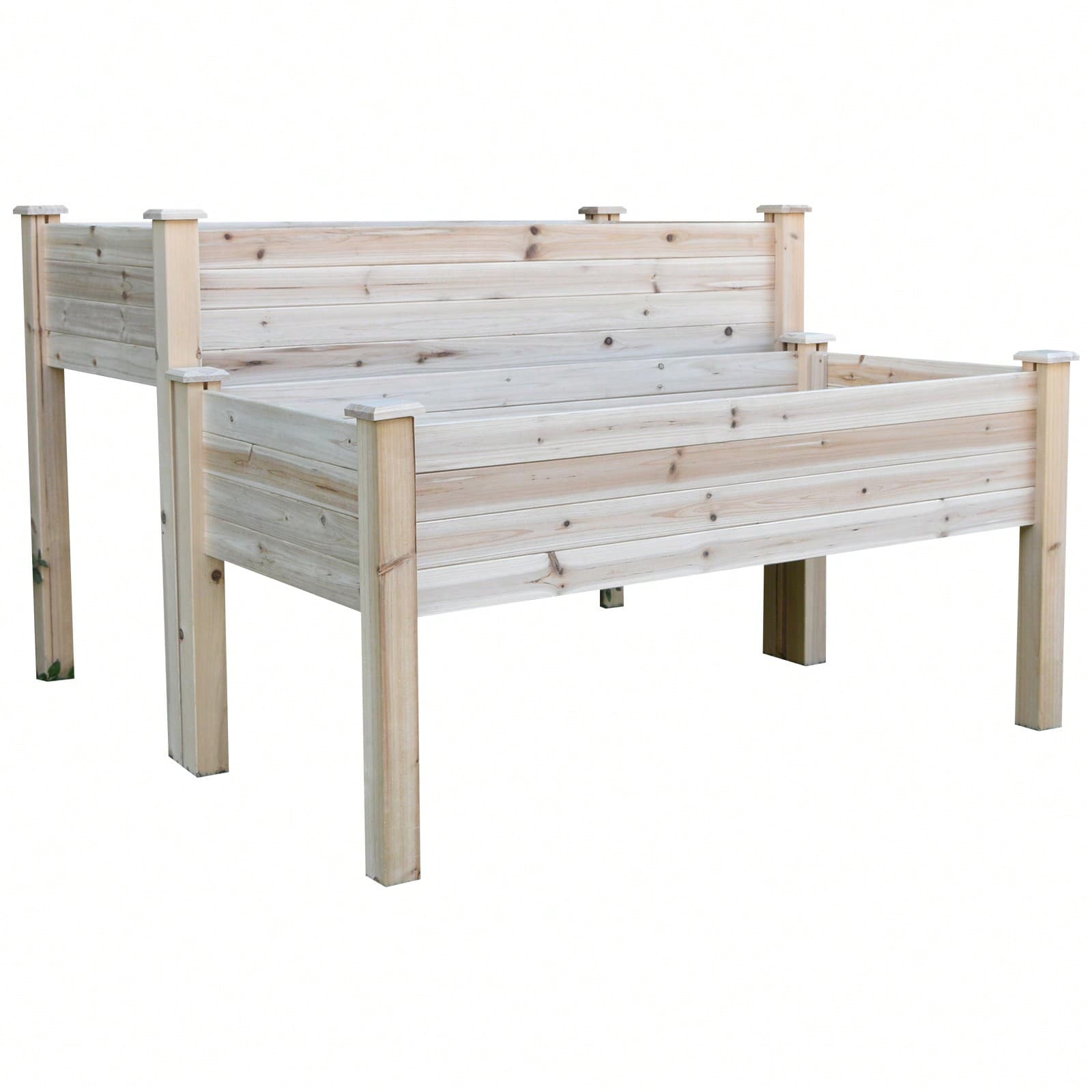 Outsunny Jardinière sur Pieds carré Potager 2 étages dim. 115L x 114l x 76H cm Inserts d'irrigation Bois Sapin Naturel